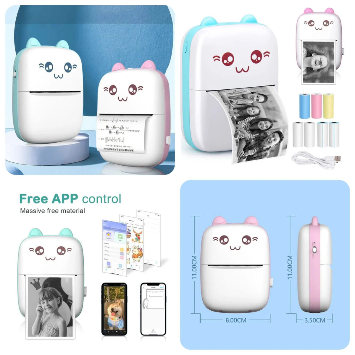 Portable mini rechargeable printer